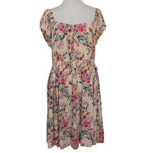 Torrid Floral Mini Lenny Dress Dress Womens Size 2X Pink Smocked Waist Stretch